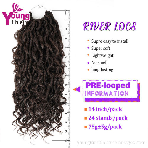 14 18 Inch Curly Faux River Locs Crochet Hair Extensions  Locs Crochet Goddess Faux Locs Braid